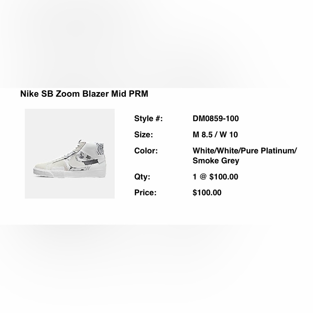 Nike Zoom Blazer Mid Premium SB 'Paisley Pack - Floral' women’s size 10 - Picture 7 of 7